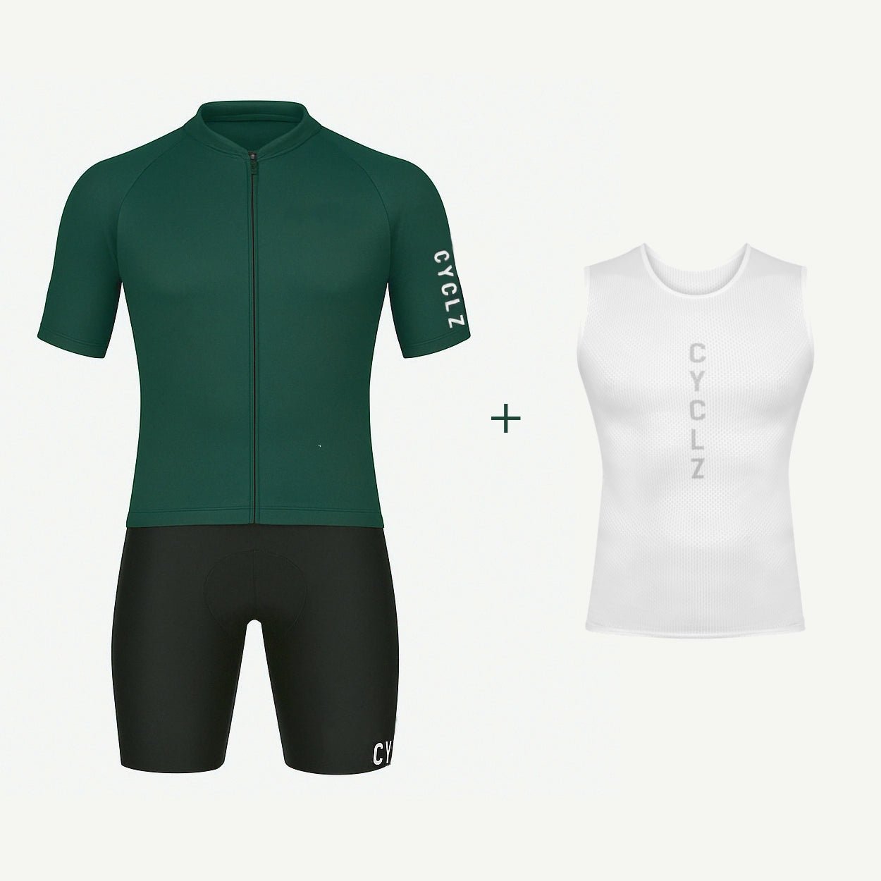 CYCLZ by Irena KollerCYCLZ® Ardennes Cycling Set – Exquisites Trikot in Dunkelgrün inkl. Shorts und Base Layer