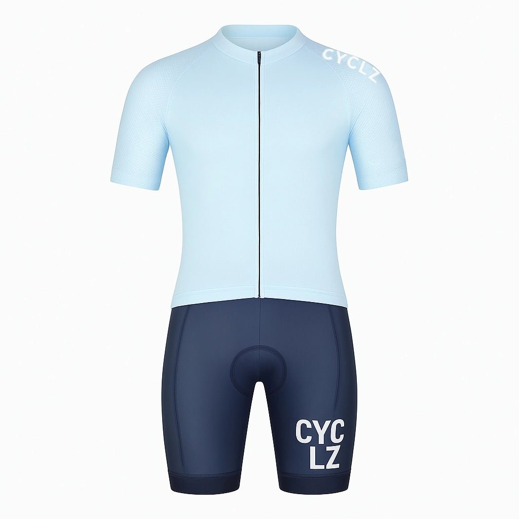 CYCLZ by Irena KollerCYCLZ® Damen Rennrad - Set „Light Blue Delight“ – Trikot und Bib - Shorts für Stil und Performance