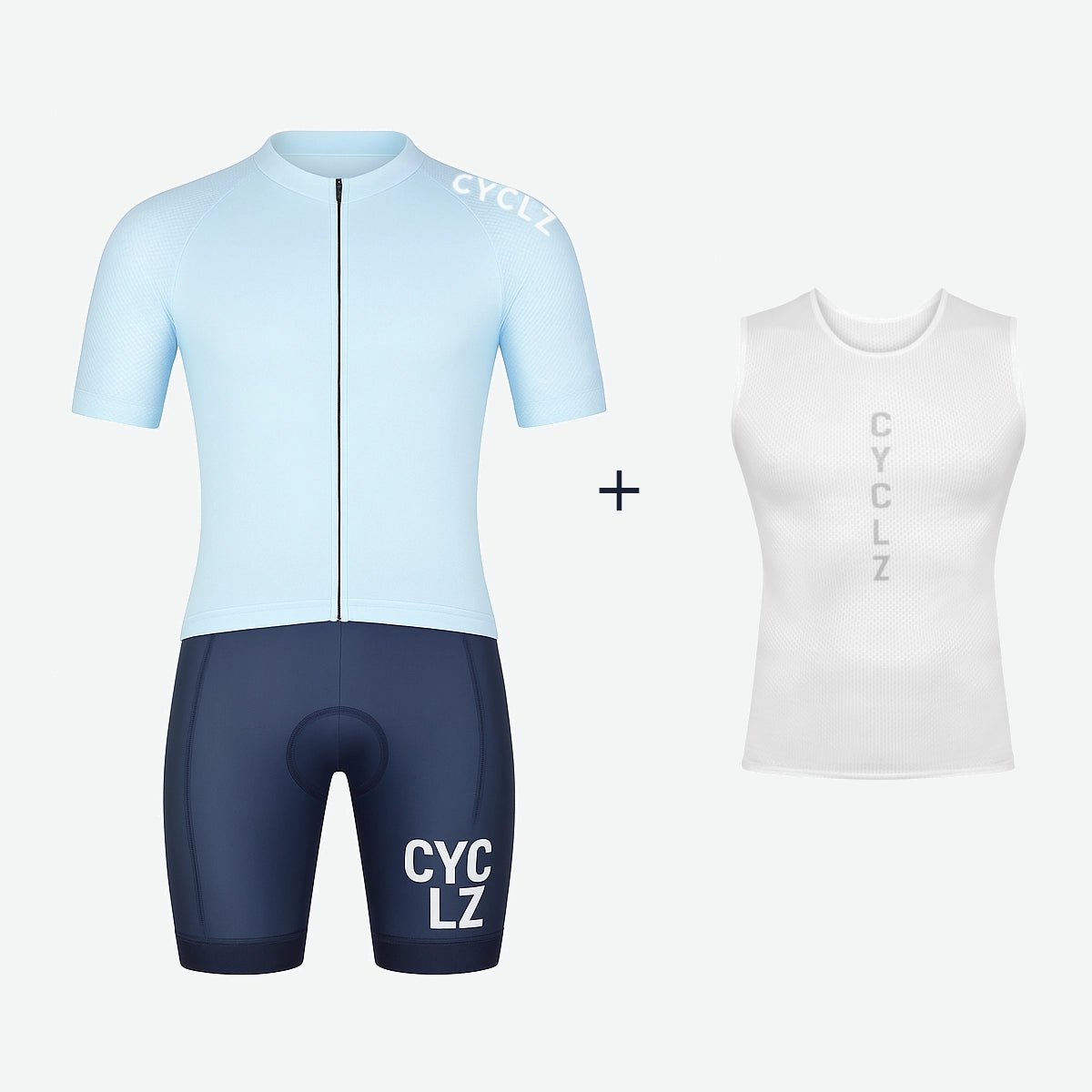 rennrad outfit frauen Rennvelo Set Damen – Light Blue Delight Trikot & Serene Bib-Shorts – CYCLZ by Irena Koller