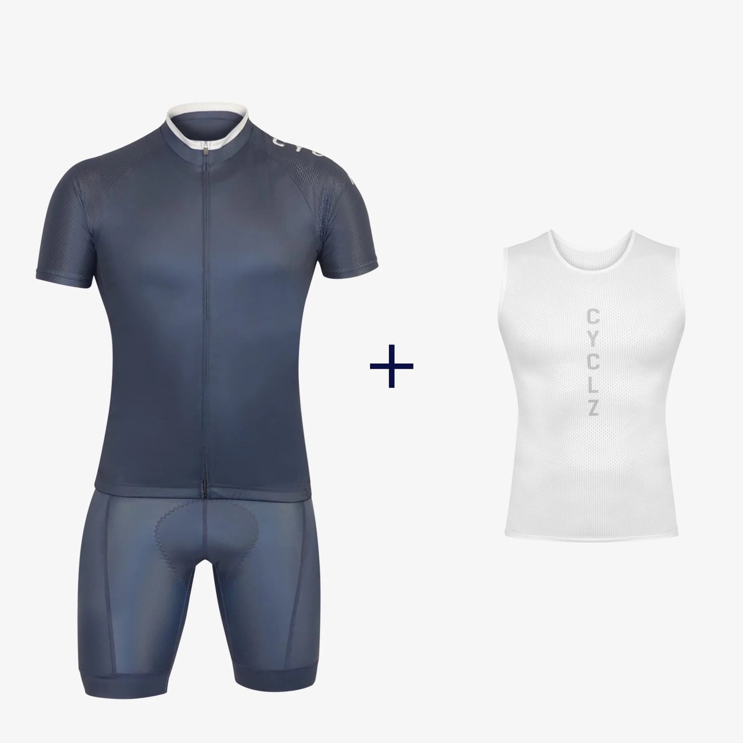 CYCLZ by Irena KollerCYCLZ® Rennrad - Set für Herren in Dunkelblau "VENTOUX" Trikot mit Hose & Underlayer