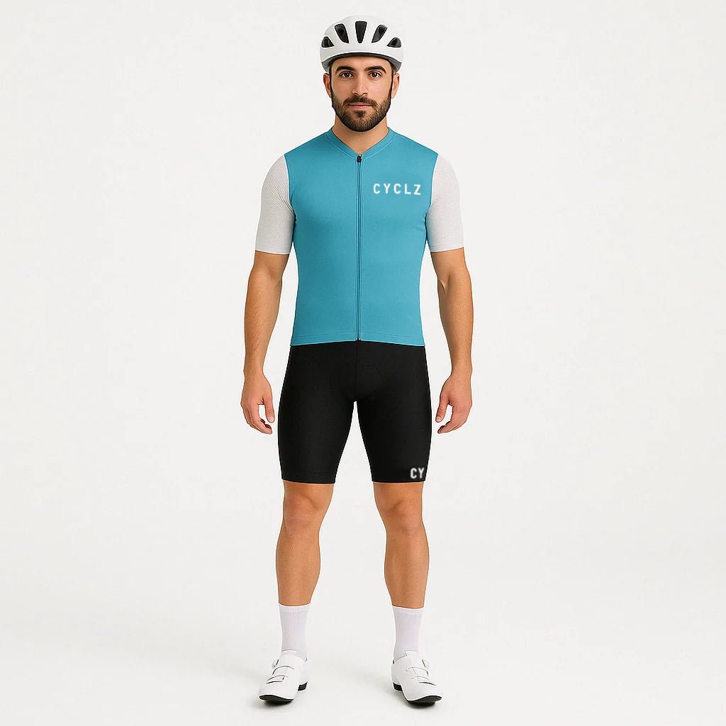 CYCLZ® Rennvelo-Trikot Herren “Vigoreux” – aero Schnitt, dunkel-türkis vibrant blue, hoch atmungsaktiv