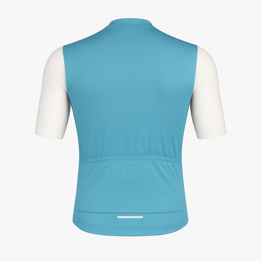 CYCLZ by Irena KollerCYCLZ® Rennvelo - Trikot Herren “Vigoreux” – aero Schnitt, dunkel - türkis vibrant blue, hoch atmungsaktiv