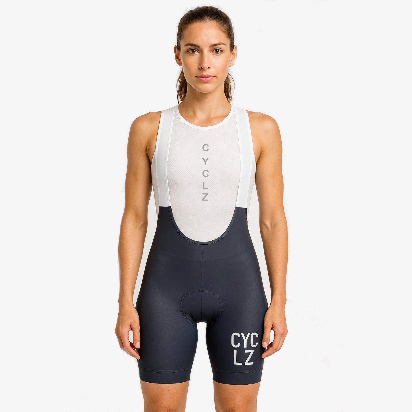 CYCLZ® Damen Rennradhose "Serene" in Dunkelblau - Bib Shorts – Ergonomisches Sitzpolster