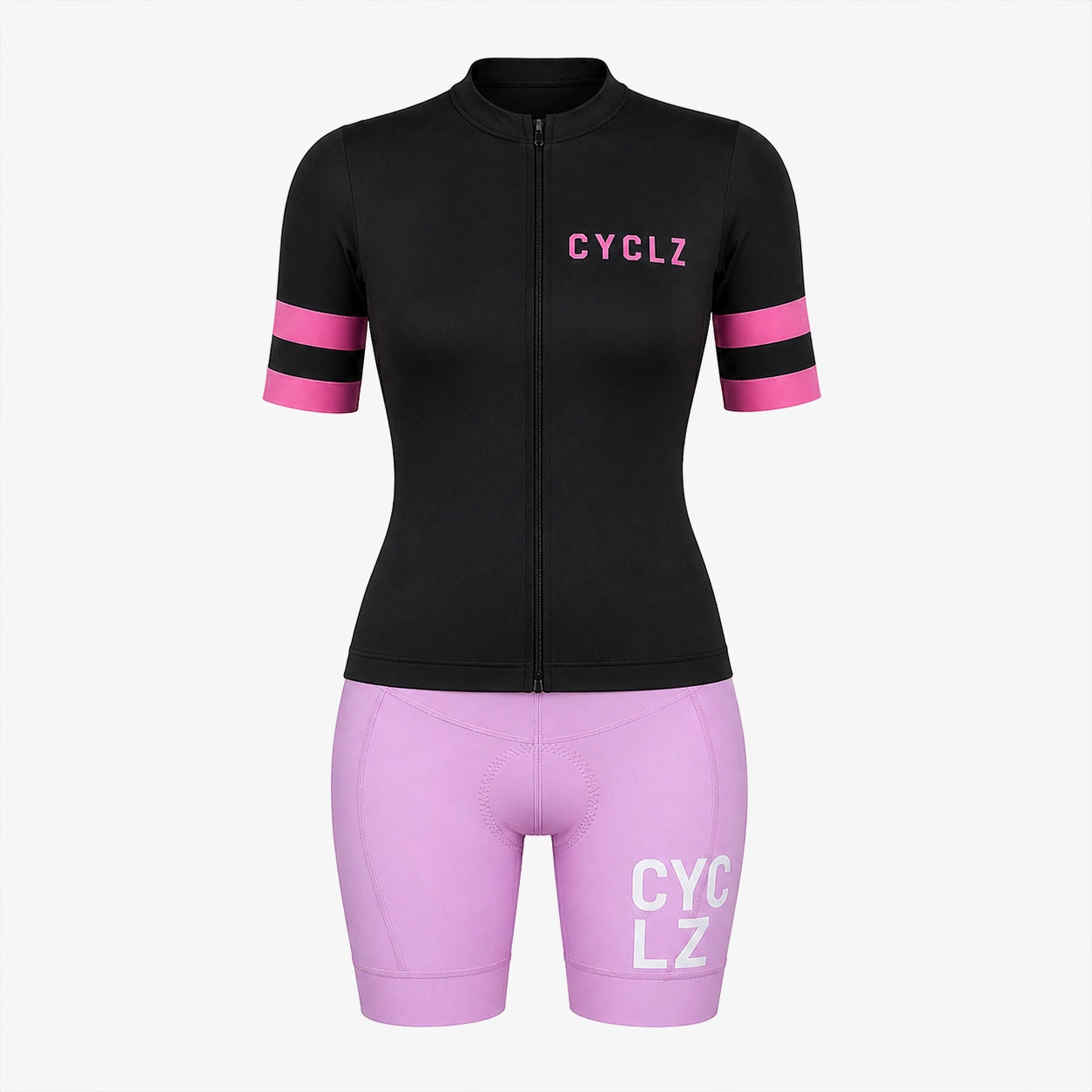 CYCLZ Damen Rennvelo Set „Noira“ – Rennrad Trikot & Bib Shorts AstraLace Lilac