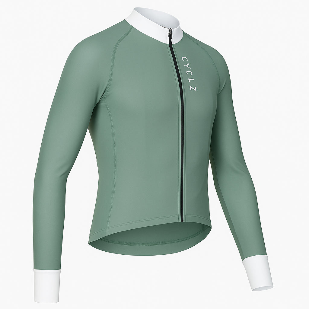 langarm rennrad trikot damen CYCLZ Damen Rennvelo Thermo Langarm-Trikot Verde Aurora – für kühle Tage – CYCLZ by Irena Koller