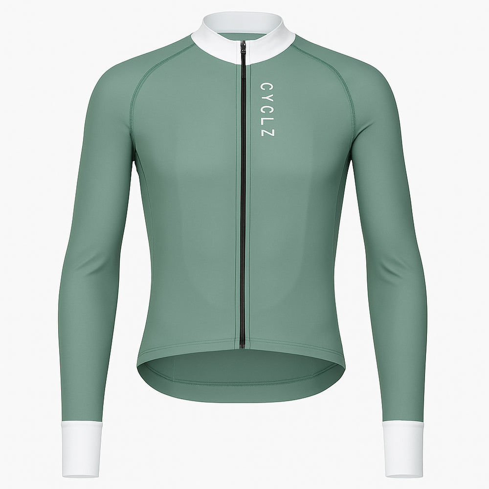 CYCLZ® Damen Thermo Langarm-Trikot „Verde Aurora“ in Pastellgrün