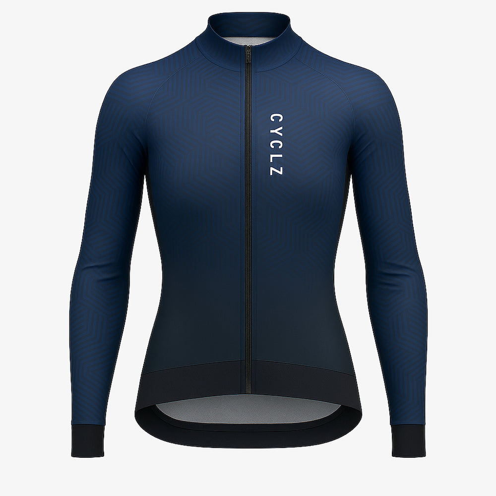 CYCLZ® Damen Langarm Rennvelo Trikot „Lunara Thermal“ – Tiefblau