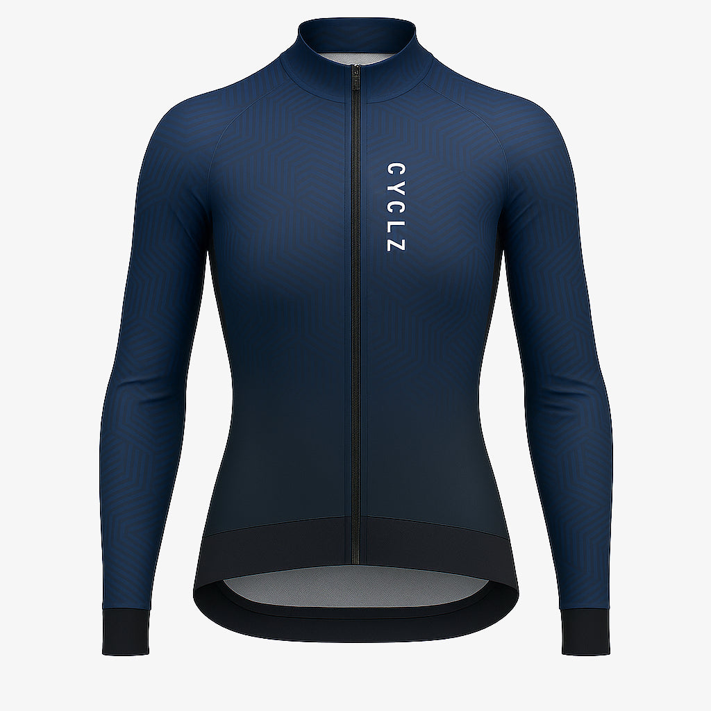 CYCLZ® Damen Langarm Rennvelo Trikot „Lunara Thermal“ – Tiefblau