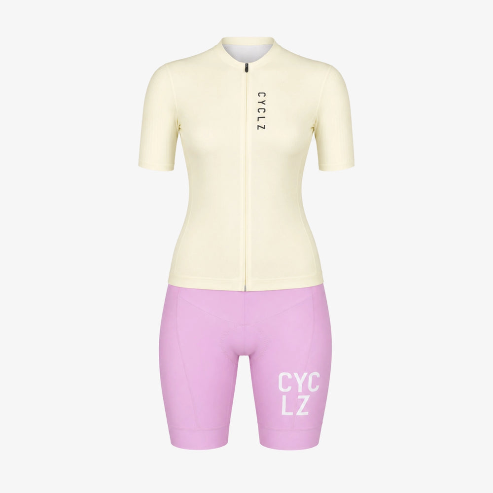 rennrad trikot sky CYCLZ® Damen Rennrad Set „Lemon Lilac“ – Trikot & Bib Shorts
