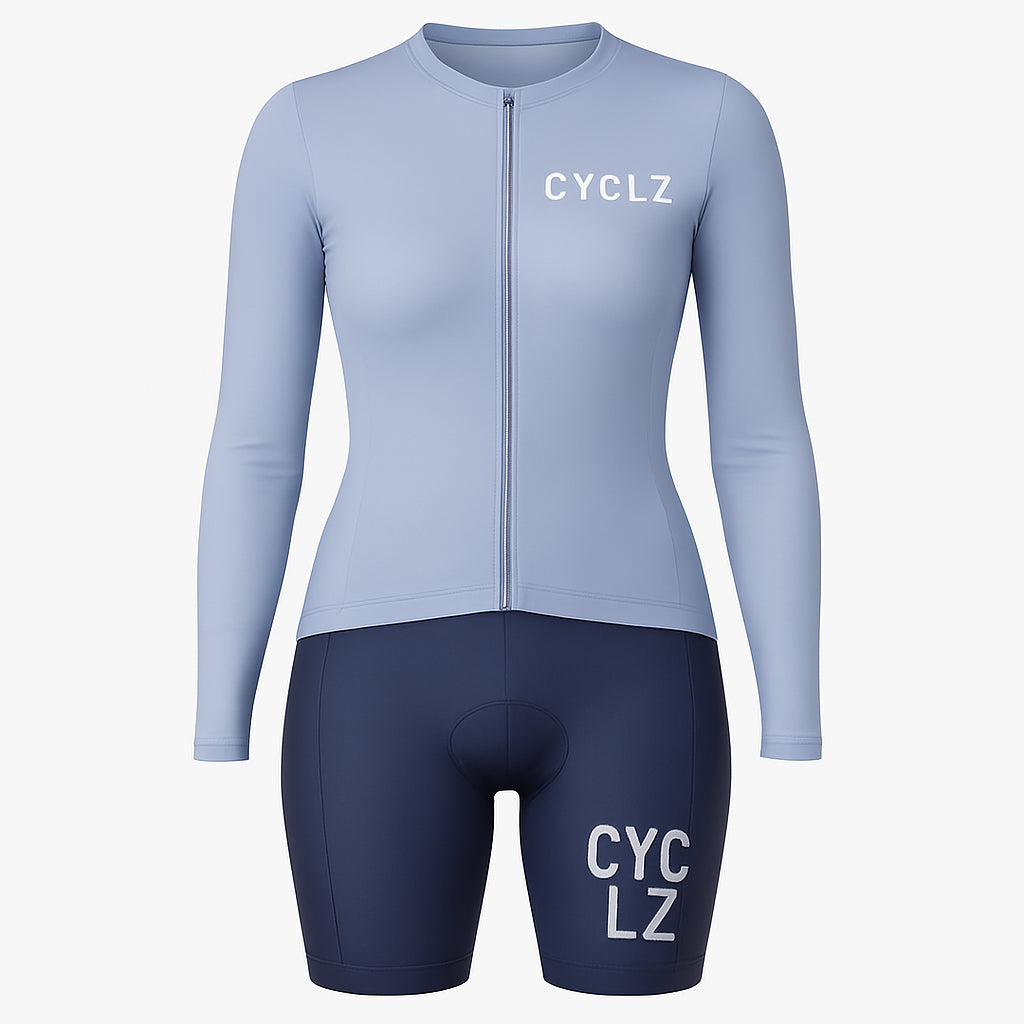 langarm rennrad trikot damen Set „Allegra“ Langarm Trikot & Bib Shorts Damen