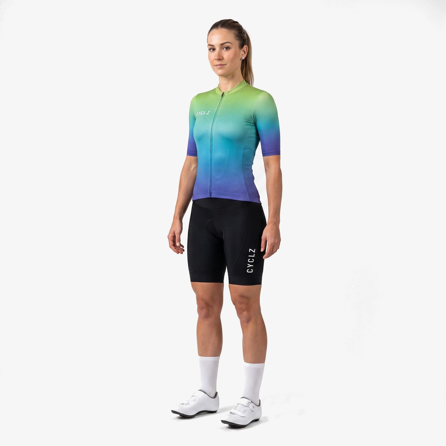 CYCLZ® Damen Rennvelo Set „Eclipse“ – Trikot & Bib Shorts