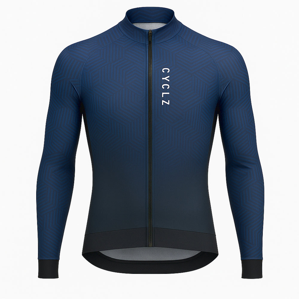CYCLZ® Langarm Rennvelo Trikot „Nocturne Thermal“ - Tiefblau