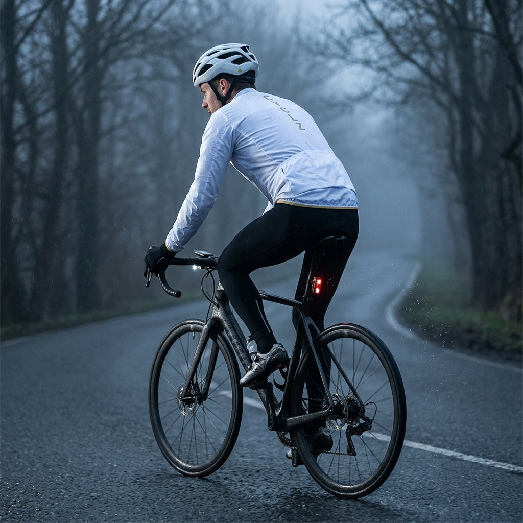 CYCLZ® Herren Rennvelo Windjacke VENTURO – Ultraleicht, Winddicht & Reflektiv (Weiss/Gold)