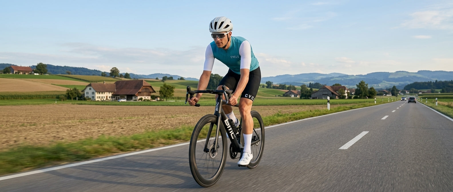 Ensemble vélo de route CYCLZ® « Vigoreux » : maillot et cuissard à bretelles Breakaway – Style et performance links
