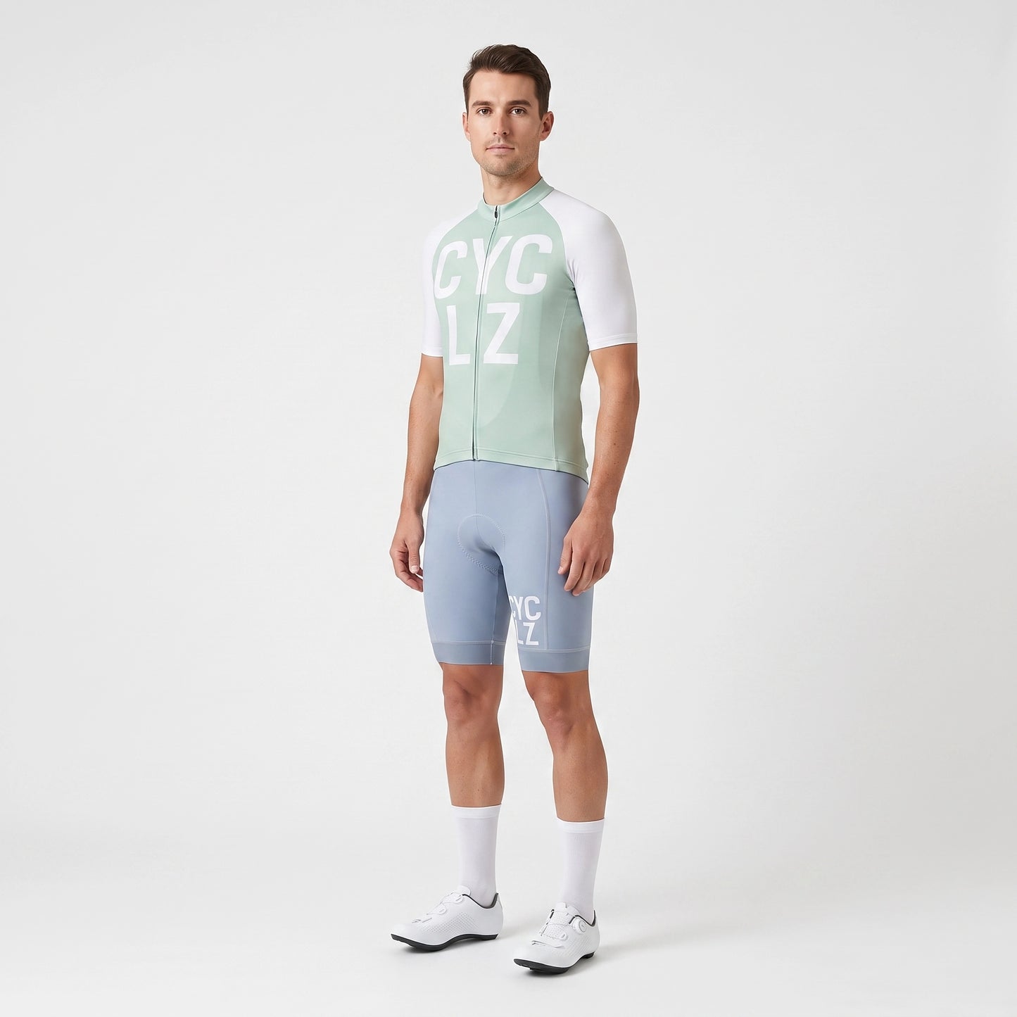 CYCLZ® Road Bike Jersey "Echo" Jersey in olive green and white - for men