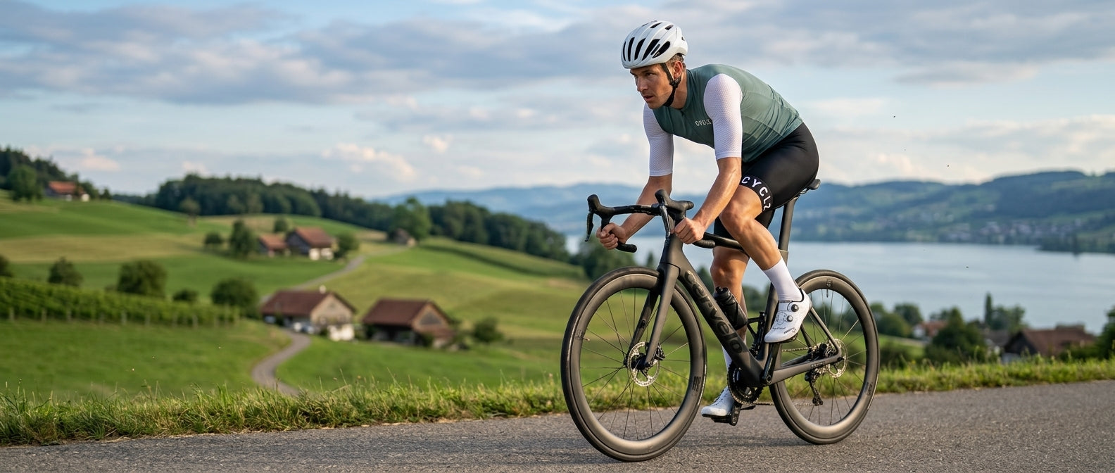 CYCLZ® Men's racing jersey “Sprint Royale” – dark green, short-sleeved, breathable links