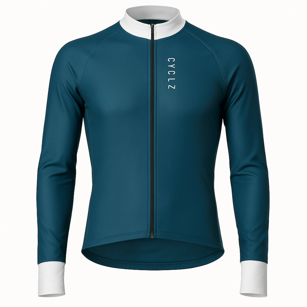 CYCLZ® Herren Rennvelo Langarm-Trikot Midnight Fjord – warm, atmungsaktiv & aerodynamisch für kühle Tage