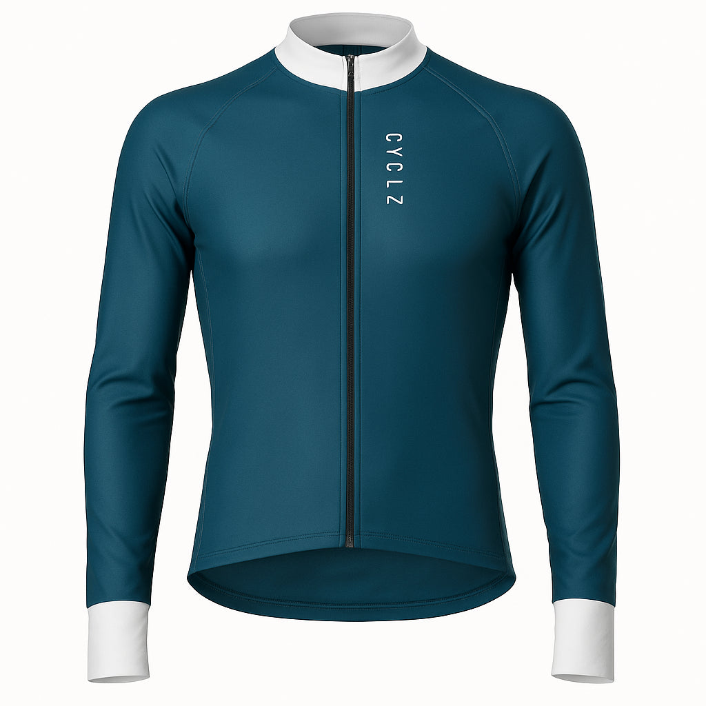 CYCLZ® Herren Rennvelo Langarm-Trikot Midnight Fjord – warm, atmungsaktiv & aerodynamisch für kühle Tage