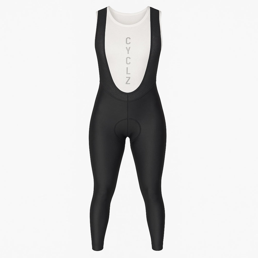 CYCLZ® NoirRide Mid-Season – Damen lange Rennvelohose in Schwarz / Bib Tights mit Sitzpolster
