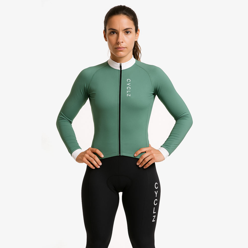 CYCLZ® Damen Winter Performance Set „Aurora“ – Thermo Bib Tights & Langarm-Trikot für kalte Tage