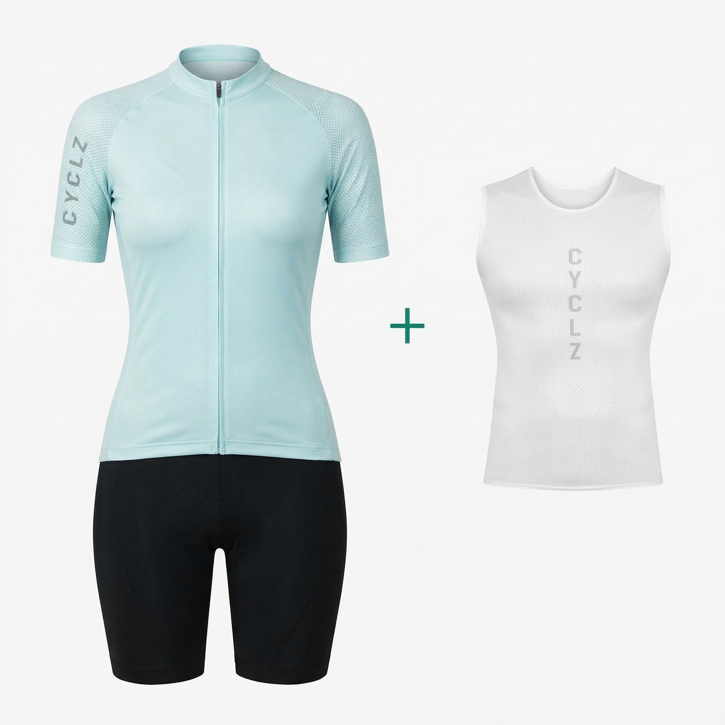 rennrad unterhemd damen Set „Azure“ Trikot & Bib Shorts Damen