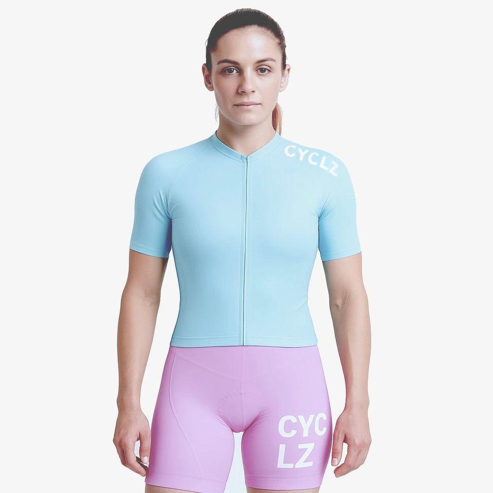CYCLZ by Irena KollerCYCLZ Damen Rennrad - Set "Blue Motion" – Trikot, Bib Shorts & Base Layer im Bundle