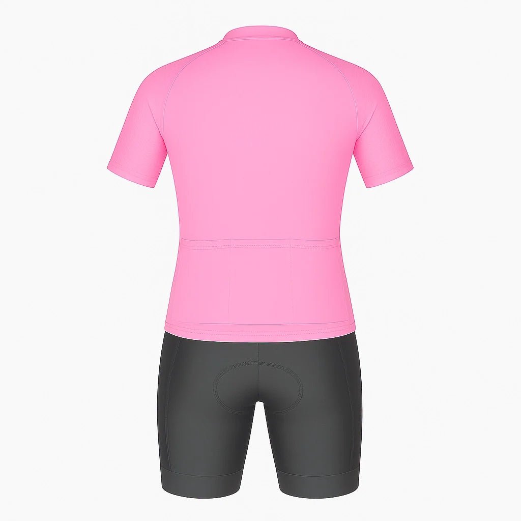 CYCLZ by Irena KollerCYCLZ® Damen Rennrad - Set: "Feminae Rosa" Trikot, "Elegance" Bib Shorts & Rosa Base Layer – Komfort & Stil für anspruchsvolle Fahrerinnen