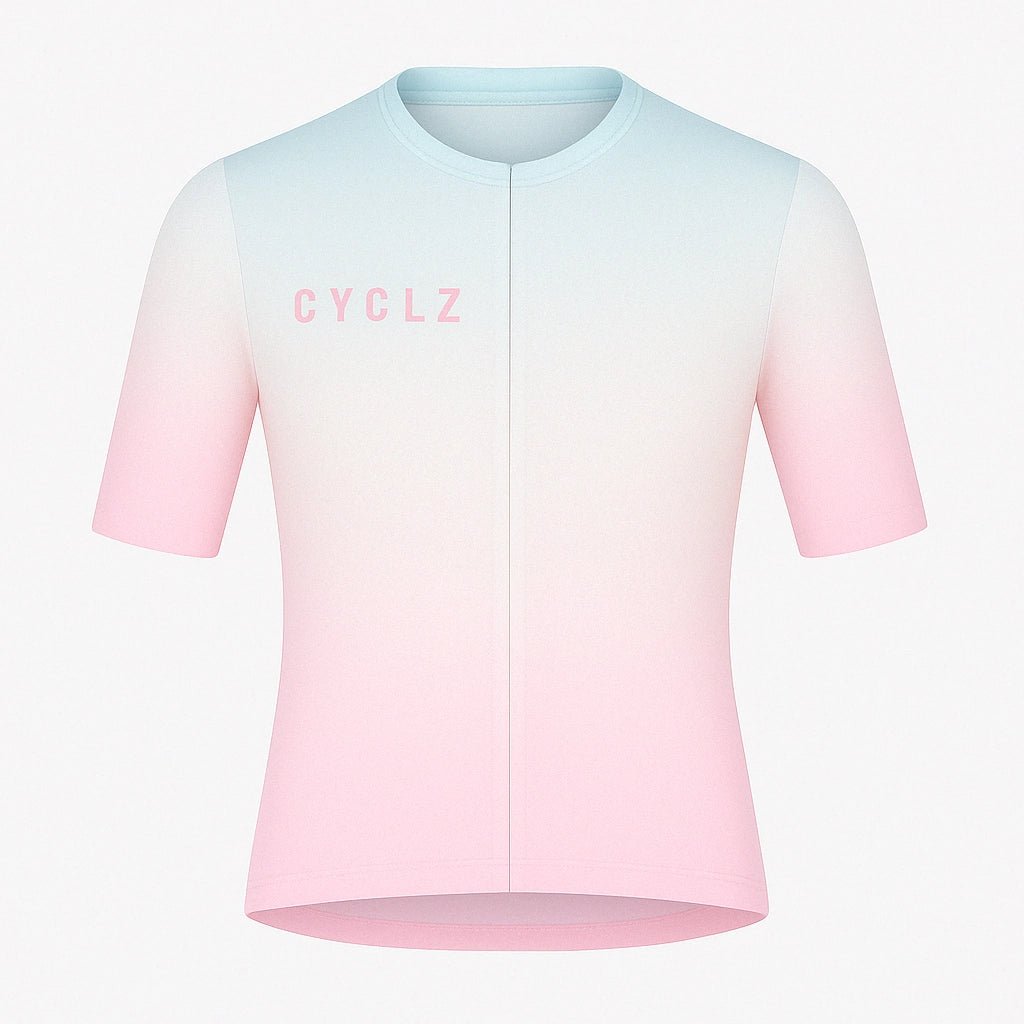 CYCLZ by Irena KollerCYCLZ® Damen Rennrad - Set: "RAINBOW" Trikot, "Elegance" Bib Shorts & Rosa Base Layer – Farbvielfalt & Performance für jede Fahrt