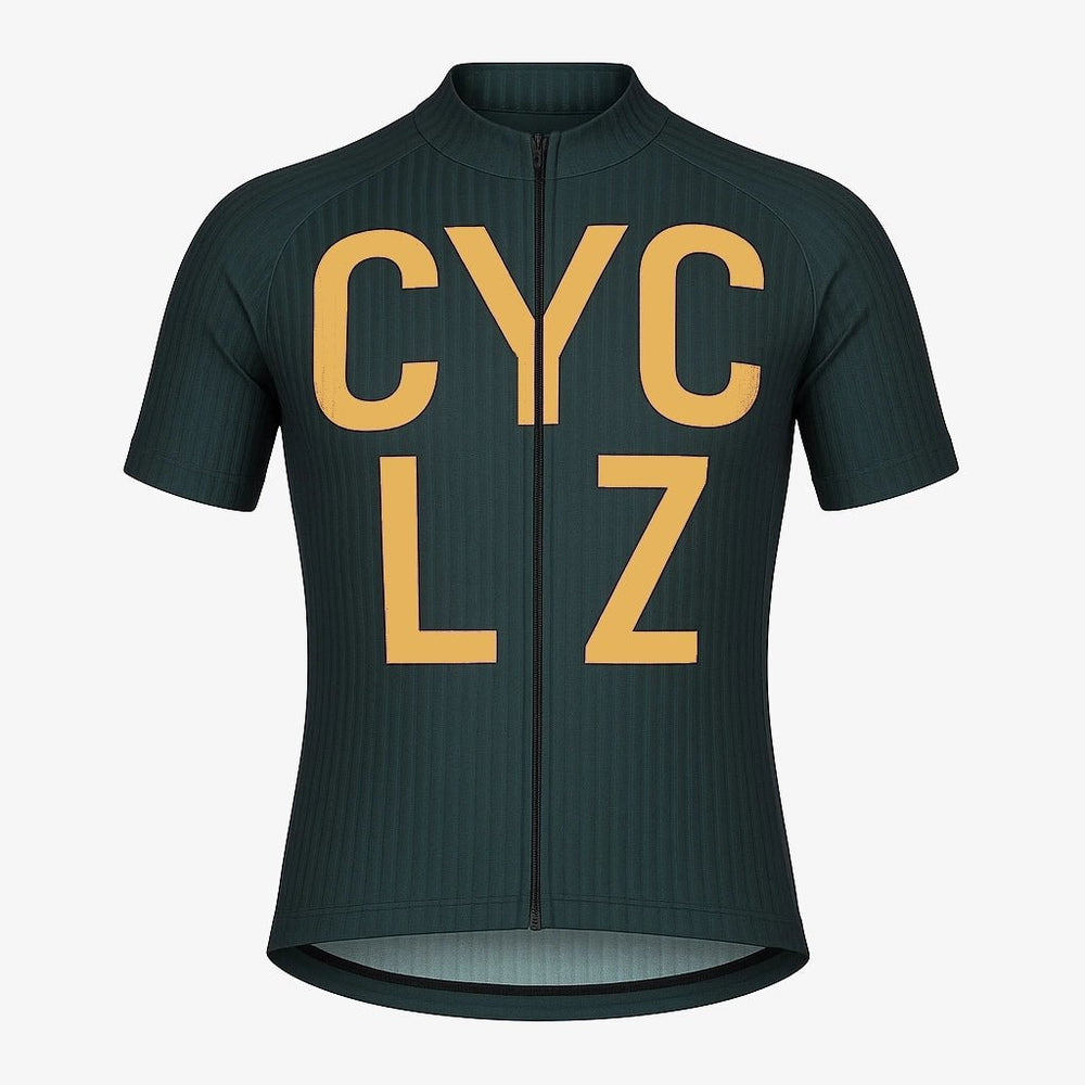 CYCLZ by Irena KollerCYCLZ® Rennrad Trikot "Forest Aero Pro" Jersey in Dunkelgrün und Gelbgold - für Herren