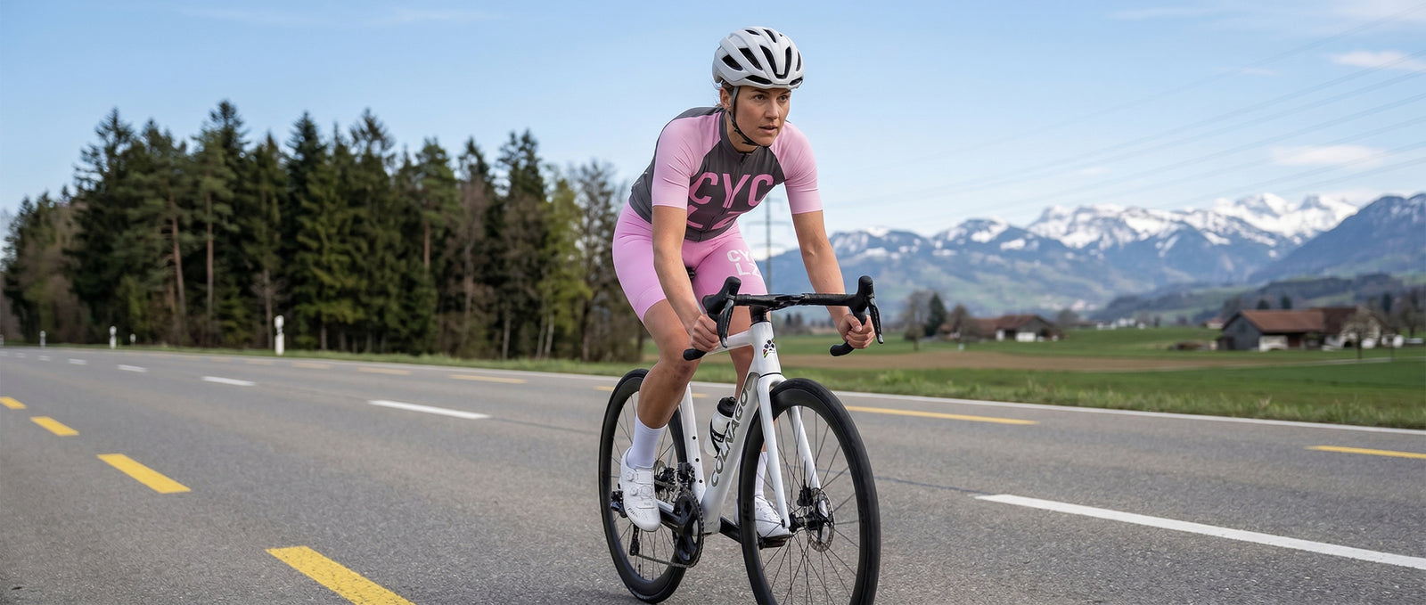 Ensemble vélo de course femme CYCLZ® rose - Maillot Sienna, cuissard AstraLace et sous-vêtement links